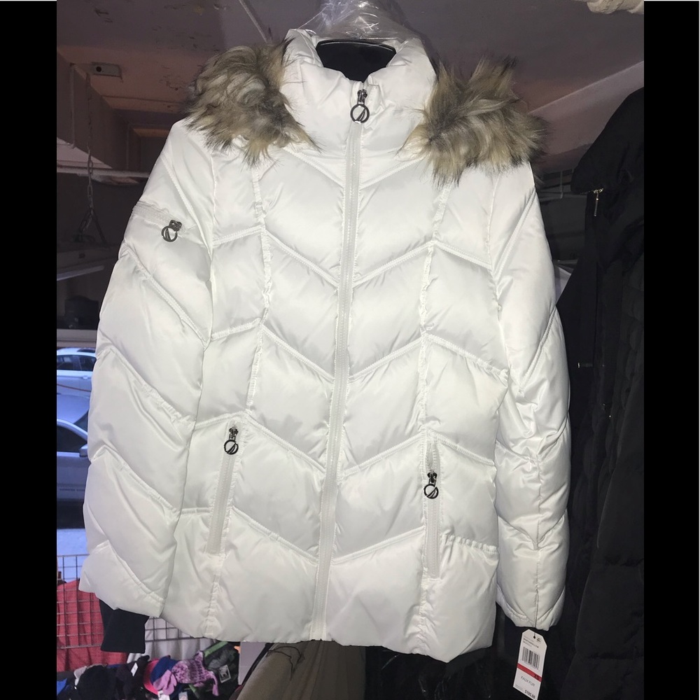 Nautica Faux-fur-trim Hooded Puffer marshmalow,NWT - Picture 7 of 10